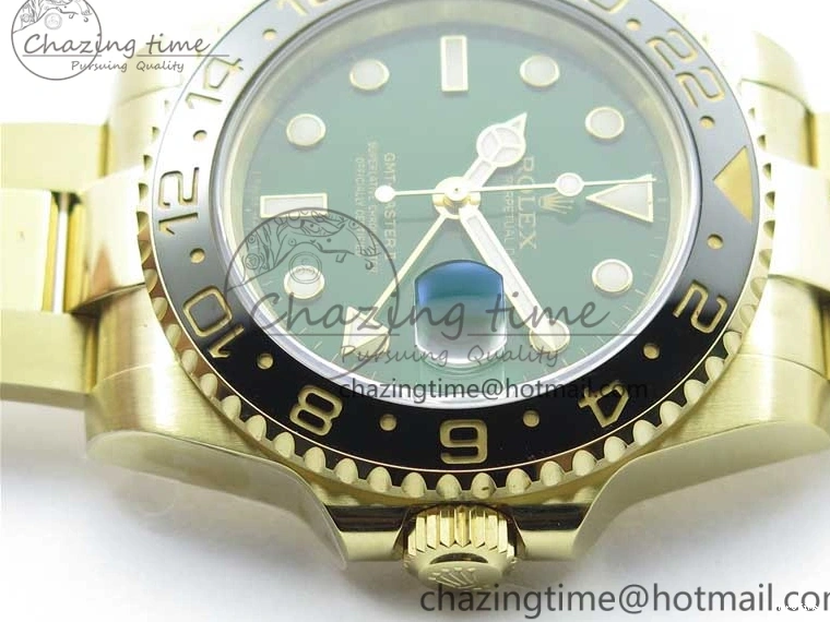 MiroTime 0202 TravelReady GMT Master II 116718 LN Black Ceramic 316L Steel GMF 1:1 Best Edition Green Dial on YG Bracelet A 2960